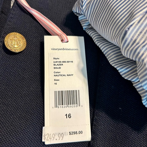 Vineyard Vines Women’s Blazer Cotton Blend Size 16 Navy $298 NEW - Picture 6 of 6